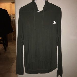 Olive green Alien print hoodie